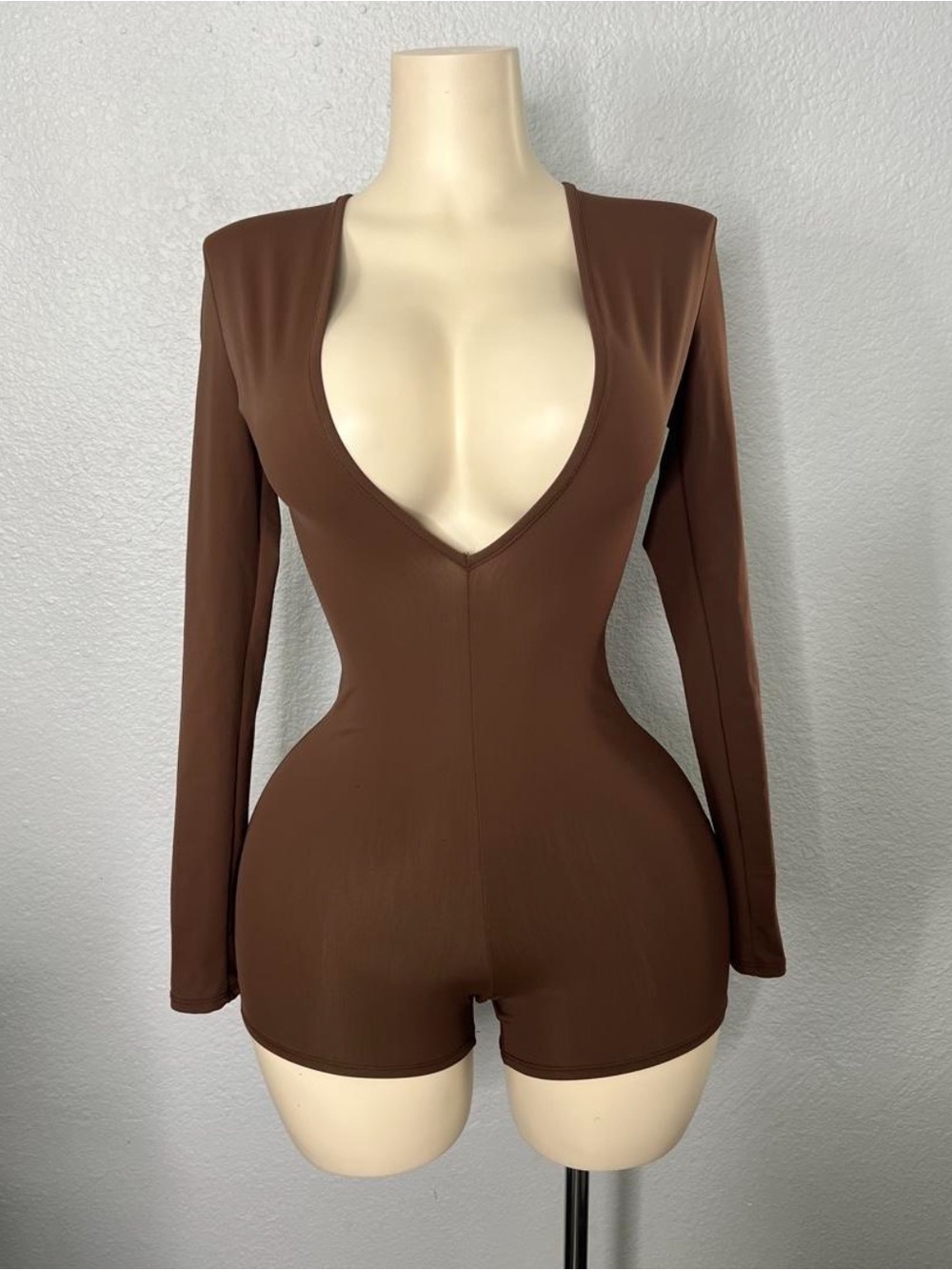Brown Long Sleeve Bodysuit